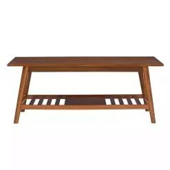 Clearance Kirklands Home Wood Slatted Bottom Shelf Coffee Table Brown