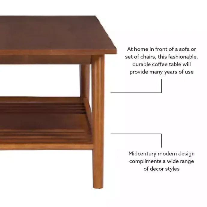 Clearance Kirklands Home Wood Slatted Bottom Shelf Coffee Table Brown