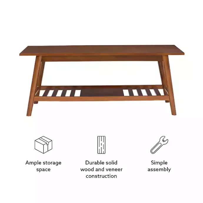 Clearance Kirklands Home Wood Slatted Bottom Shelf Coffee Table Brown