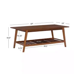 Clearance Kirklands Home Wood Slatted Bottom Shelf Coffee Table Brown