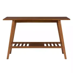 Best Kirklands Home Wood Slatted Bottom Shelf Console Table Brown