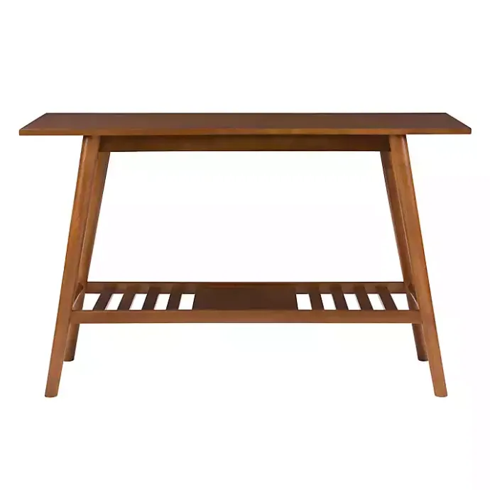 Best Kirklands Home Wood Slatted Bottom Shelf Console Table Brown