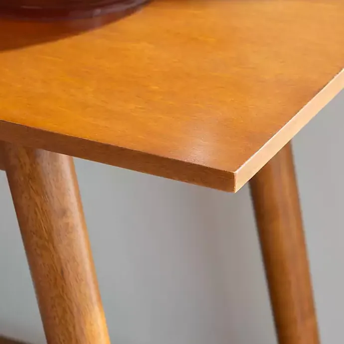 Best Kirklands Home Wood Slatted Bottom Shelf Console Table Brown