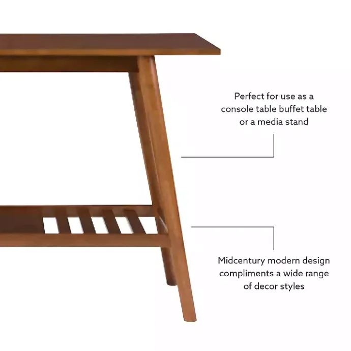 Best Kirklands Home Wood Slatted Bottom Shelf Console Table Brown