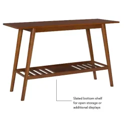Best Kirklands Home Wood Slatted Bottom Shelf Console Table Brown