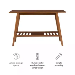 Best Kirklands Home Wood Slatted Bottom Shelf Console Table Brown