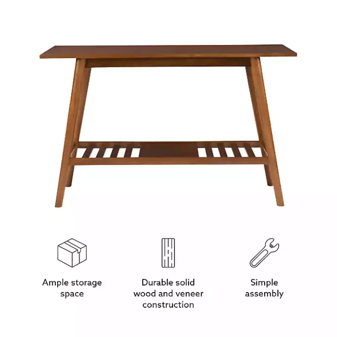 Best Kirklands Home Wood Slatted Bottom Shelf Console Table Brown