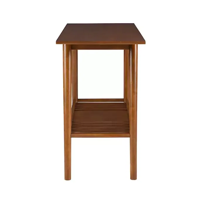 Best Kirklands Home Wood Slatted Bottom Shelf Console Table Brown