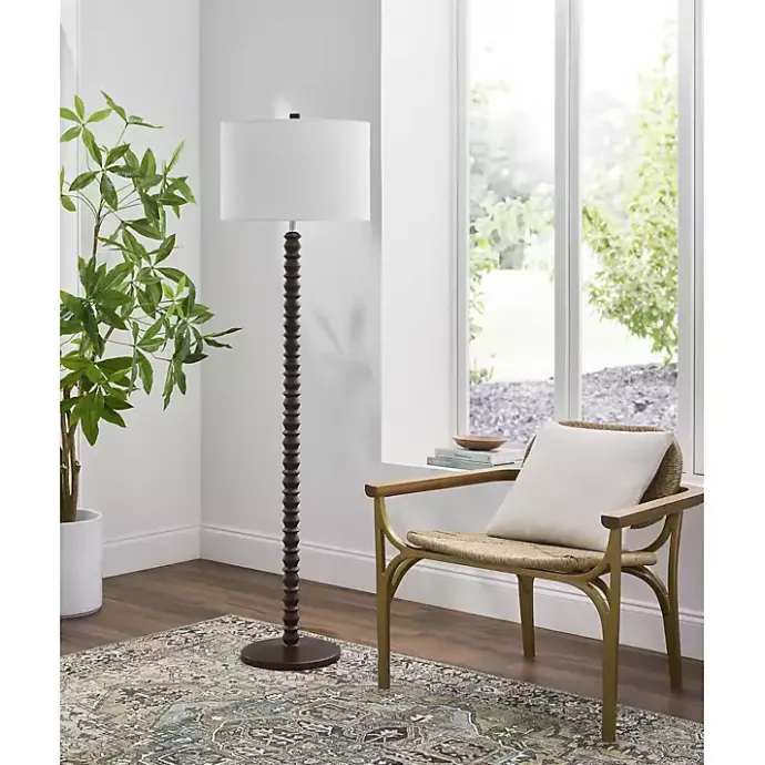 Best Kirklands Home Wood Spindle Paduak Floor Lamp Brown
