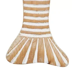 New Kirklands Home Wood Striped Fish Wall Plaques, Set of 2 Brown