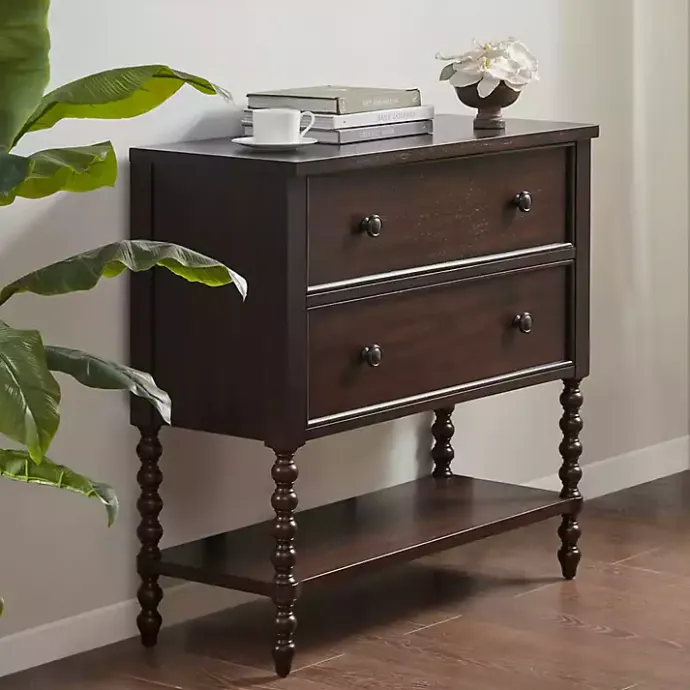 Sale Kirklands Home Wood Turned Legs 2-Drawer Chest Brown