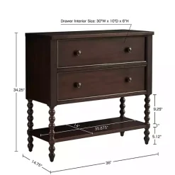 Sale Kirklands Home Wood Turned Legs 2-Drawer Chest Brown