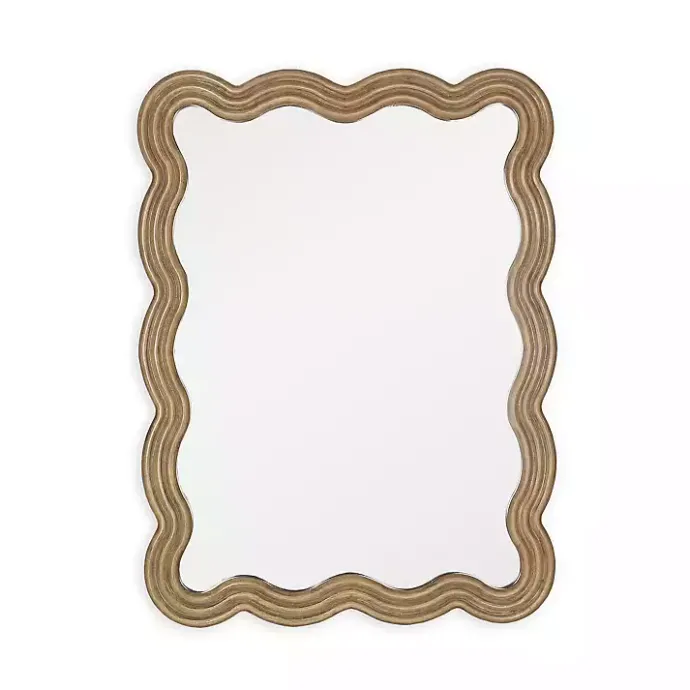 Sale Kirklands Home Brown Wood Wavy Adria Wall Mirror