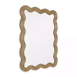 Sale Kirklands Home Brown Wood Wavy Adria Wall Mirror