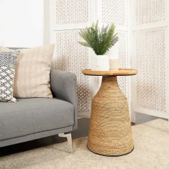 Kirklands Home Wood Wrapped Accent Table Brown