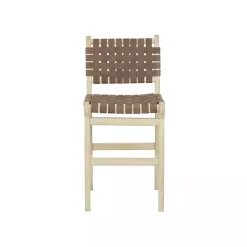 New Kirklands Home Woven Leather Wooden Counter Stool Brown