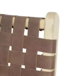 New Kirklands Home Woven Leather Wooden Counter Stool Brown