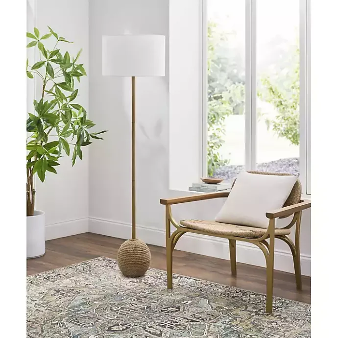 Sale Kirklands Home Brown Woven Marni Floor Lamp White