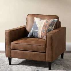 Kirklands Home Wyatt Faux Leather Armchair Brown