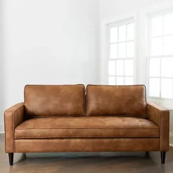 Kirklands Home Wyatt Faux Leather Sofa Brown