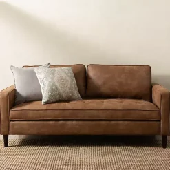 Kirklands Home Wyatt Faux Leather Sofa Brown