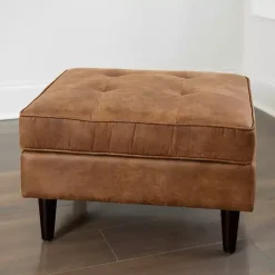 New Kirklands Home Wyatt Faux Leather Ottoman Brown