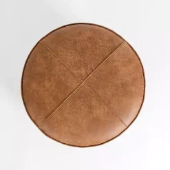 New Kirklands Home Wyatt Faux Leather Storage Ottoman Brown