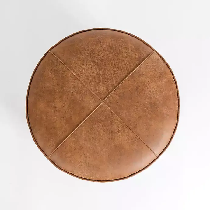 New Kirklands Home Wyatt Faux Leather Storage Ottoman Brown