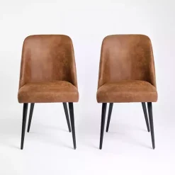 Best Kirklands Home Wyatt Faux Leather Dining Chairs, Set of 2 Brown