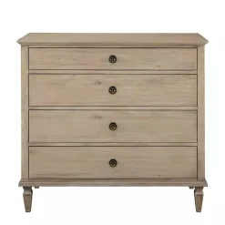 Kirklands Home Brushed Birch 4-Drawer Wooden Dresser Tan
