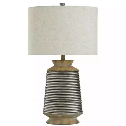 Sale Kirklands Home Brushed Gold Ribbed Table Lamp Ivory
