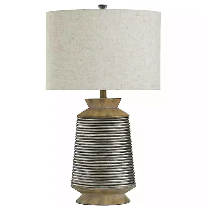 Sale Kirklands Home Brushed Gold Ribbed Table Lamp Ivory