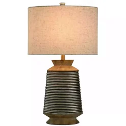 Sale Kirklands Home Brushed Gold Ribbed Table Lamp Ivory