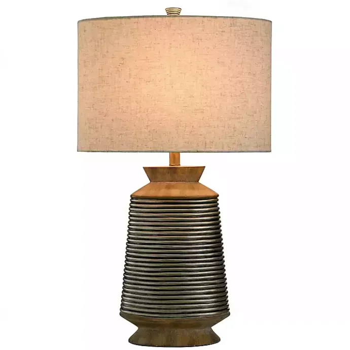 Sale Kirklands Home Brushed Gold Ribbed Table Lamp Ivory