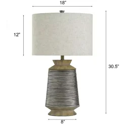 Sale Kirklands Home Brushed Gold Ribbed Table Lamp Ivory