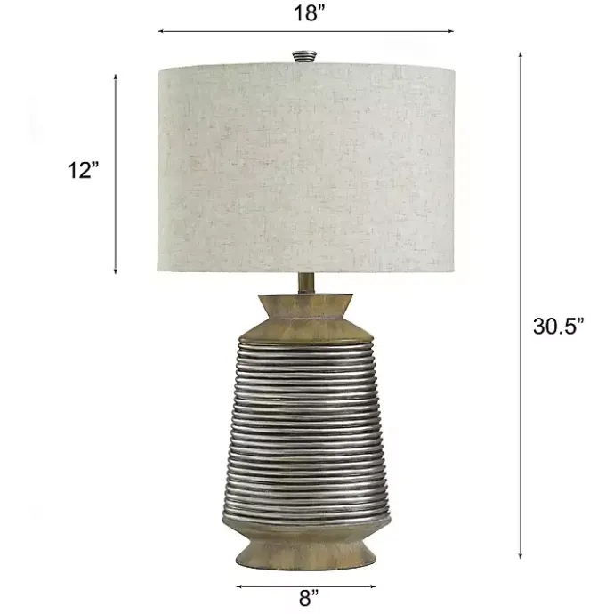 Sale Kirklands Home Brushed Gold Ribbed Table Lamp Ivory