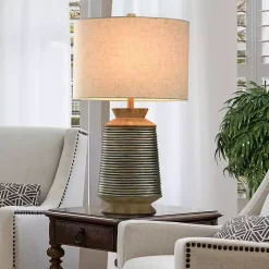 Sale Kirklands Home Brushed Gold Ribbed Table Lamp Ivory