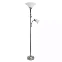 Hot Kirklands Home Brushed Nickel Base Marble Glass Shade Floor Lamp Gray