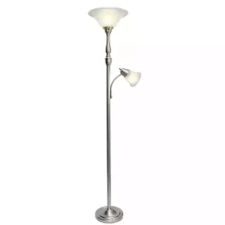 Hot Kirklands Home Brushed Nickel Base Marble Glass Shade Floor Lamp Gray