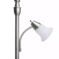 Hot Kirklands Home Brushed Nickel Base Marble Glass Shade Floor Lamp Gray