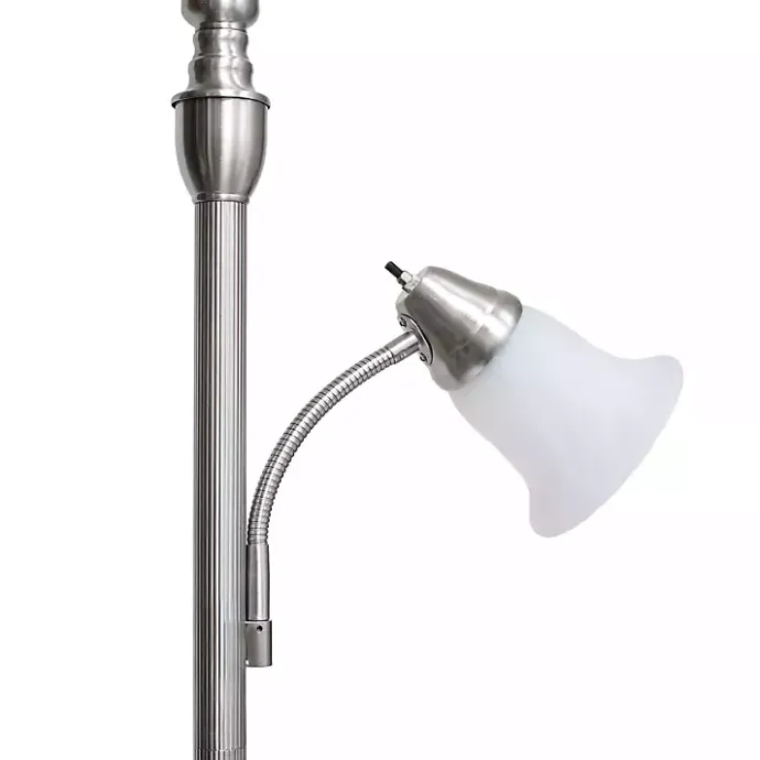 Hot Kirklands Home Brushed Nickel Base Marble Glass Shade Floor Lamp Gray