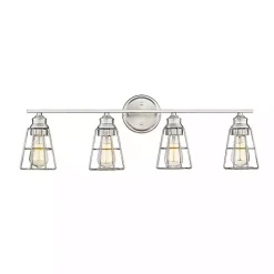 Outlet Kirklands Home Brushed Nickel Cage Shade Vanity Light Silver