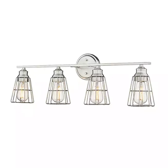Outlet Kirklands Home Brushed Nickel Cage Shade Vanity Light Silver