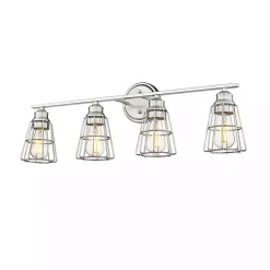 Outlet Kirklands Home Brushed Nickel Cage Shade Vanity Light Silver