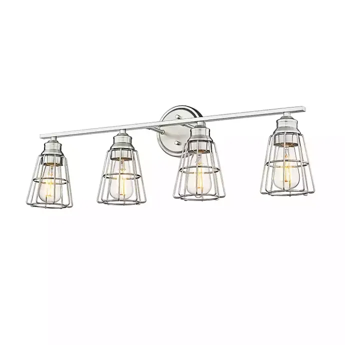 Outlet Kirklands Home Brushed Nickel Cage Shade Vanity Light Silver