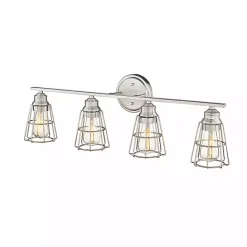 Outlet Kirklands Home Brushed Nickel Cage Shade Vanity Light Silver