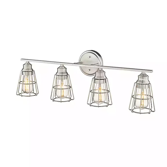 Outlet Kirklands Home Brushed Nickel Cage Shade Vanity Light Silver