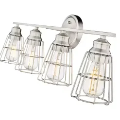 Outlet Kirklands Home Brushed Nickel Cage Shade Vanity Light Silver