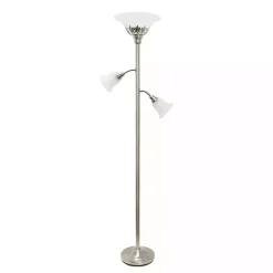 Hot Kirklands Home Brushed Nickel 3-Scallop Glass Floor Lamp Gray