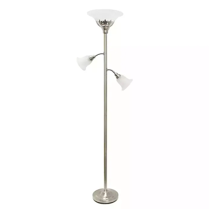 Hot Kirklands Home Brushed Nickel 3-Scallop Glass Floor Lamp Gray
